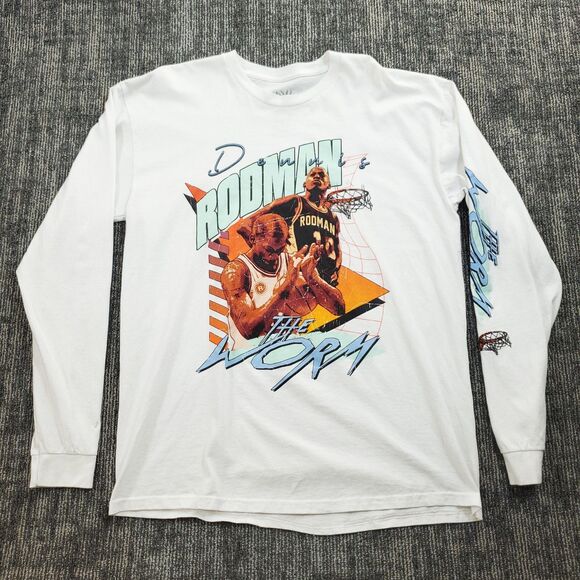 Dennis Rodman Pacsun Shirt Men’s Large White Graphic The Worm Cotton - Picture 1 of 8